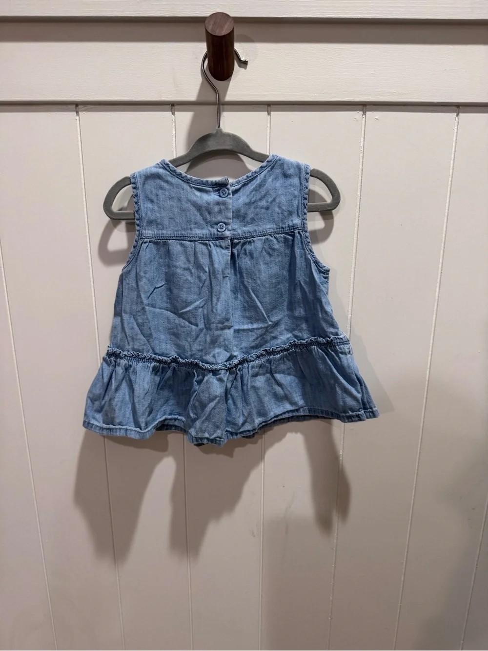 GAP Baby/Toddler Denim Ruffle Tank Top - Blue -